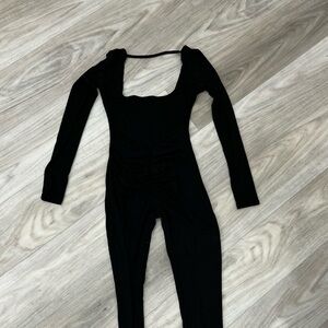 Elegant Black Backless Women's Jumpsuit